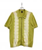 HUFハフ）の古着「BLEACH DYED KNIT POLO」｜モスグリーン