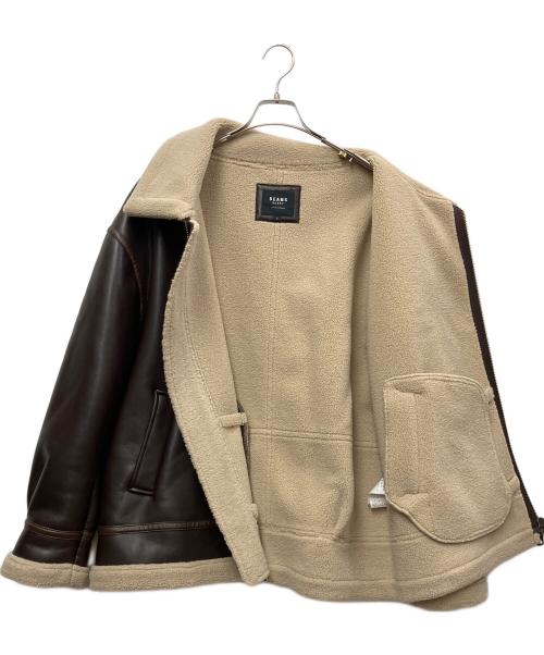 BEAMS HEART（ビームスハート）BEAMS HEART (ビームスハート) フェイクムートン ブルゾン ブラウン サイズ:Lの古着・服飾アイテム