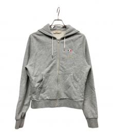 maison kitsune（メゾンキツネ）の古着「トリコロールフォックス パッチ ジップパーカー」｜グレー
