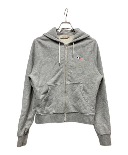 maison kitsune（メゾンキツネ）maison kitsune (メゾンキツネ) トリコロールフォックス パッチ ジップパーカー グレー サイズ:Mの古着・服飾アイテム