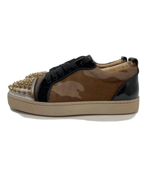 Christian Louboutin（クリスチャン・ルブタン）Christian Louboutin (クリスチャン・ルブタン) スタッズ付ローカットスニーカー ブラウン×ブラック サイズ:35の古着・服飾アイテム