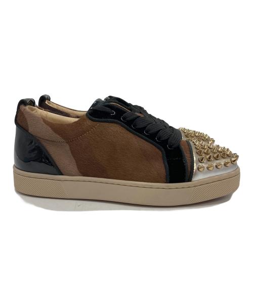 Christian Louboutin（クリスチャン・ルブタン）Christian Louboutin (クリスチャン・ルブタン) スタッズ付ローカットスニーカー ブラウン×ブラック サイズ:35の古着・服飾アイテム
