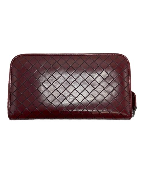 BOTTEGA VENETA（ボッテガベネタ）BOTTEGA VENETA (ボッテガベネタ) イントレチャート　ラウンドファスナー財布 ボルドーの古着・服飾アイテム