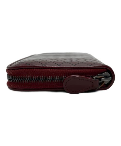 BOTTEGA VENETA（ボッテガベネタ）BOTTEGA VENETA (ボッテガベネタ) イントレチャート　ラウンドファスナー財布 ボルドーの古着・服飾アイテム