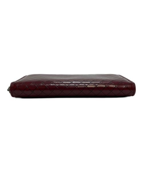 BOTTEGA VENETA（ボッテガベネタ）BOTTEGA VENETA (ボッテガベネタ) イントレチャート　ラウンドファスナー財布 ボルドーの古着・服飾アイテム