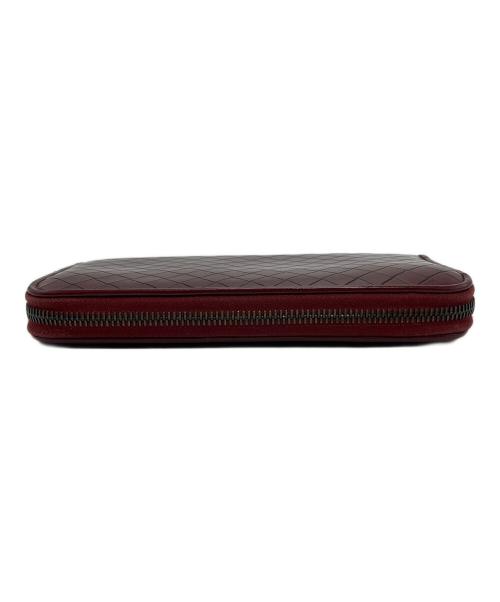 BOTTEGA VENETA（ボッテガベネタ）BOTTEGA VENETA (ボッテガベネタ) イントレチャート　ラウンドファスナー財布 ボルドーの古着・服飾アイテム