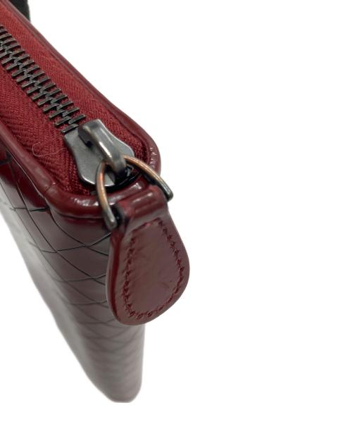 BOTTEGA VENETA（ボッテガベネタ）BOTTEGA VENETA (ボッテガベネタ) イントレチャート　ラウンドファスナー財布 ボルドーの古着・服飾アイテム