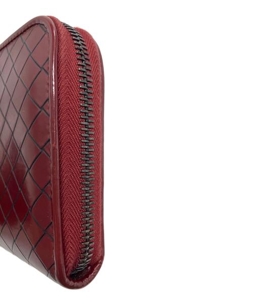 BOTTEGA VENETA（ボッテガベネタ）BOTTEGA VENETA (ボッテガベネタ) イントレチャート　ラウンドファスナー財布 ボルドーの古着・服飾アイテム