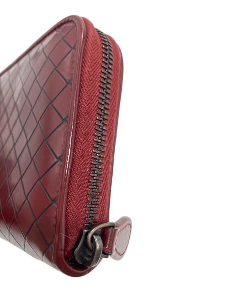 BOTTEGA VENETA（ボッテガベネタ）BOTTEGA VENETA (ボッテガベネタ) イントレチャート　ラウンドファスナー財布 ボルドーの古着・服飾アイテム