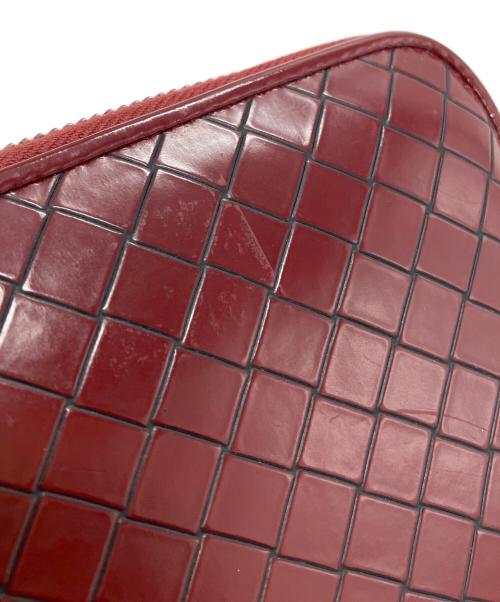 BOTTEGA VENETA（ボッテガベネタ）BOTTEGA VENETA (ボッテガベネタ) イントレチャート　ラウンドファスナー財布 ボルドーの古着・服飾アイテム