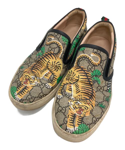 GUCCI（グッチ）GUCCI (グッチ) GGスプリーム ベンガルタイガー スリッポン マルチカラー サイズ:7の古着・服飾アイテム