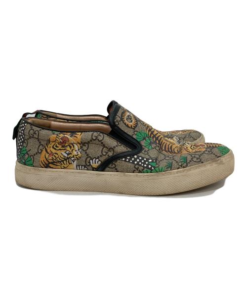 GUCCI（グッチ）GUCCI (グッチ) GGスプリーム ベンガルタイガー スリッポン マルチカラー サイズ:7の古着・服飾アイテム