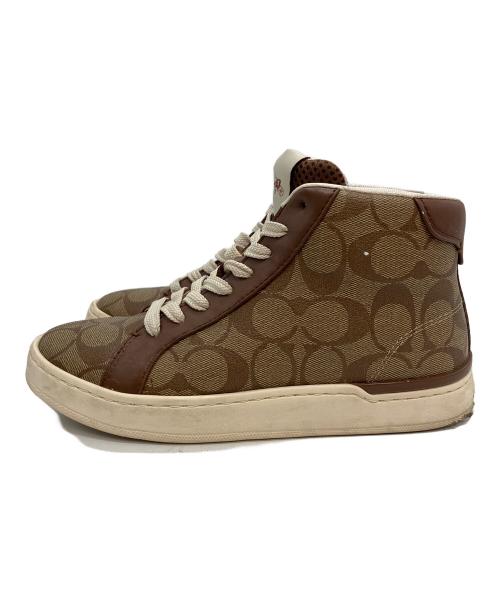 COACH（コーチ）COACH (コーチ) ハイカットスニーカー ブラウン×ベージュ サイズ:23の古着・服飾アイテム