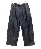 STILL BY HANDスティルバイハンド）の古着「Deep Tuck Wide Denim Pants」｜インディゴ
