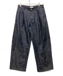 STILL BY HAND（スティルバイハンド）の古着「Deep Tuck Wide Denim Pants」｜インディゴ