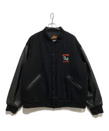 GAME SPORTSWEAR（ゲームスポーツウェア）の古着「袖レザースタジャン」｜ブラック