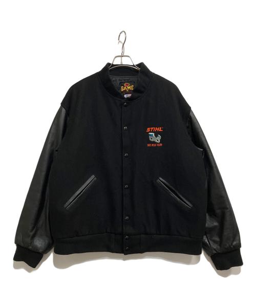 GAME SPORTSWEAR（ゲームスポーツウェア）GAME sportswear (ゲームスポーツウェア) 袖レザースタジャン ブラック サイズ:XLの古着・服飾アイテム