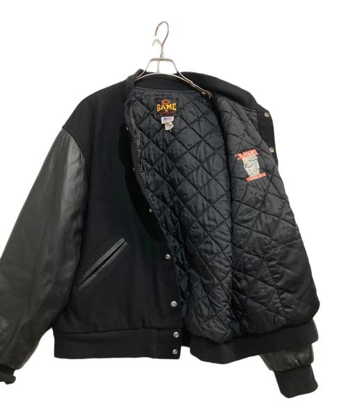 GAME SPORTSWEAR（ゲームスポーツウェア）GAME sportswear (ゲームスポーツウェア) 袖レザースタジャン ブラック サイズ:XLの古着・服飾アイテム