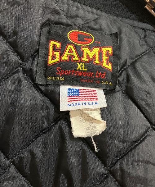 GAME SPORTSWEAR（ゲームスポーツウェア）GAME sportswear (ゲームスポーツウェア) 袖レザースタジャン ブラック サイズ:XLの古着・服飾アイテム