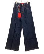 RED CARD×23区レッドカード×ニジュウサンク）の古着「センタープレス デニム ワイド パンツ」｜インディゴ