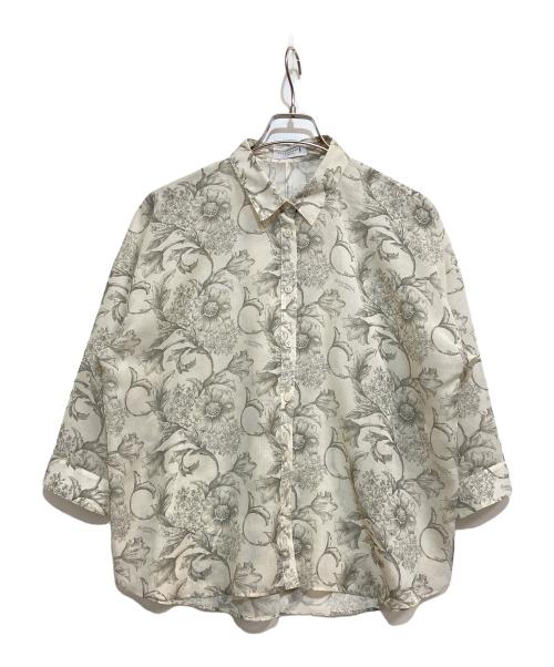MACKINTOSH LONDON（マッキントッシュ ロンドン）MACKINTOSH LONDON (マッキントッシュ ロンドン) 長袖ブラウス アイボリー×グレー サイズ:38の古着・服飾アイテム
