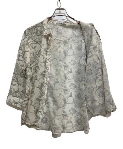 MACKINTOSH LONDON（マッキントッシュ ロンドン）MACKINTOSH LONDON (マッキントッシュ ロンドン) 長袖ブラウス アイボリー×グレー サイズ:38の古着・服飾アイテム