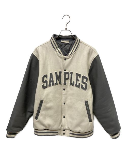 SAMPLES（サンプルズ）SAMPLES (サンプルズ) 袖革スタジャン グレー×ホワイト サイズ:Lの古着・服飾アイテム
