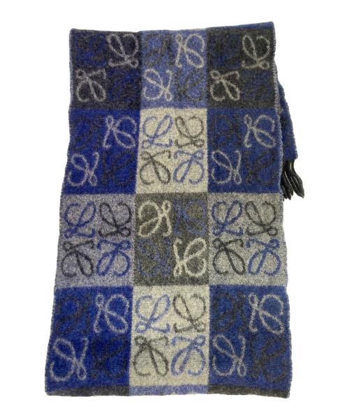 LOEWE（ロエベ）LOEWE (ロエベ) チェッカーボード スカーフ ブルーの古着・服飾アイテム