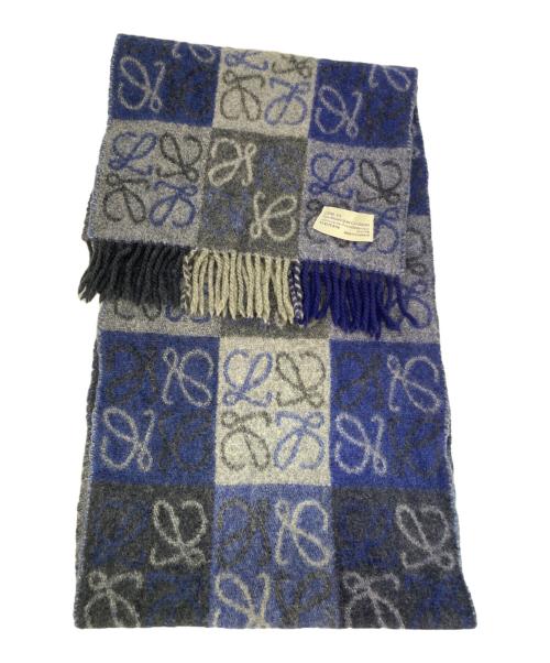 LOEWE（ロエベ）LOEWE (ロエベ) チェッカーボード スカーフ ブルーの古着・服飾アイテム