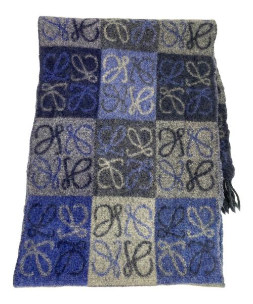 LOEWE（ロエベ）LOEWE (ロエベ) チェッカーボード スカーフ ブルーの古着・服飾アイテム