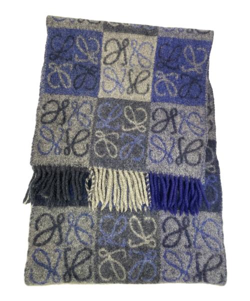 LOEWE（ロエベ）LOEWE (ロエベ) チェッカーボード スカーフ ブルーの古着・服飾アイテム