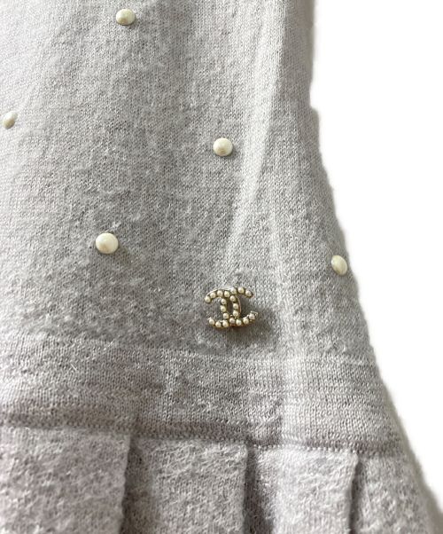 CHANEL（シャネル）CHANEL (シャネル) カシミヤ混パールワンピース グレー サイズ:36の古着・服飾アイテム