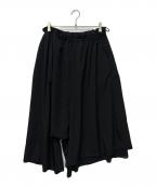 Y'sワイズ）の古着「TRIACETATE POLYESTER de CHINE ASYMMETRY PANTS」｜ブラック
