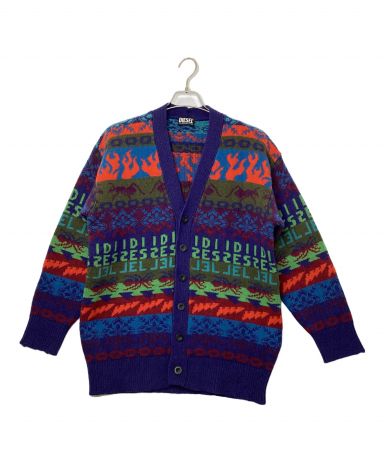 DIESEL ビッグロゴウールカーディガン サイズS 中古・古着通販】DIESEL (ディーゼル) マルチカラーロゴニット