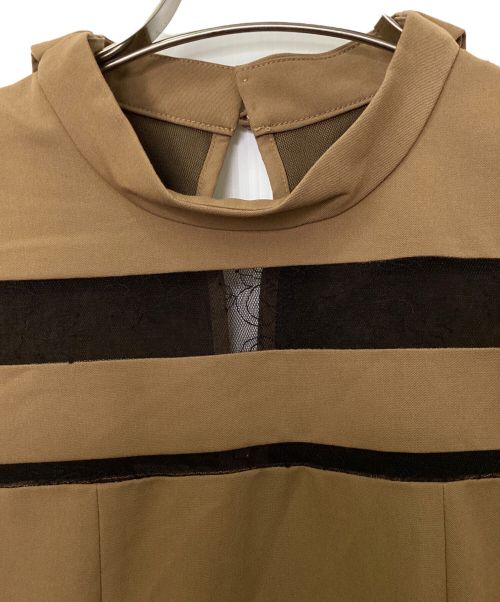 HER LIP TO（ハーリップトゥ）Her lip to (ハーリップトゥ) Lace Trimmed Bowtie Dress camel ベージュ サイズ:S 未使用品の古着・服飾アイテム