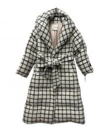 HER LIP TO（ハーリップトゥ）の古着「Loop Yarn Tweed Belted Down Coat」｜ホワイト×ブラック