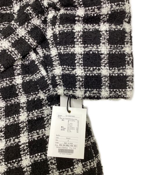 HER LIP TO（ハーリップトゥ）Her lip to (ハーリップトゥ) Loop Yarn Tweed Belted Down Coat ブラック×ホワイト サイズ:S 未使用品の古着・服飾アイテム