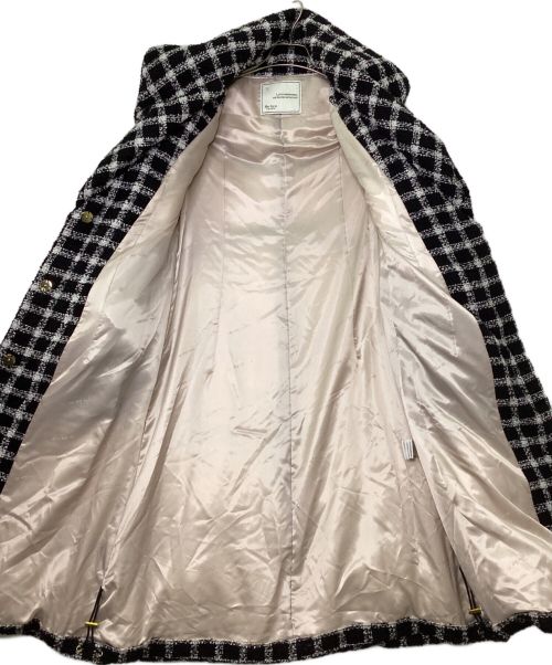 HER LIP TO（ハーリップトゥ）Her lip to (ハーリップトゥ) Loop Yarn Tweed Belted Down Coat ブラック×ホワイト サイズ:S 未使用品の古着・服飾アイテム