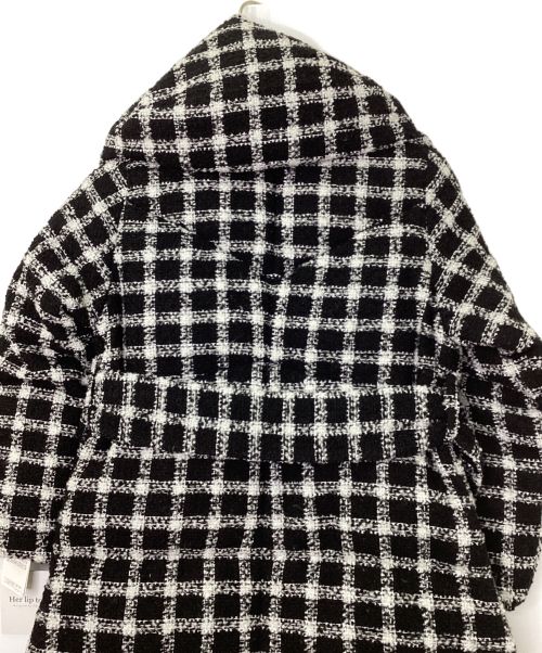HER LIP TO（ハーリップトゥ）Her lip to (ハーリップトゥ) Loop Yarn Tweed Belted Down Coat ブラック×ホワイト サイズ:S 未使用品の古着・服飾アイテム