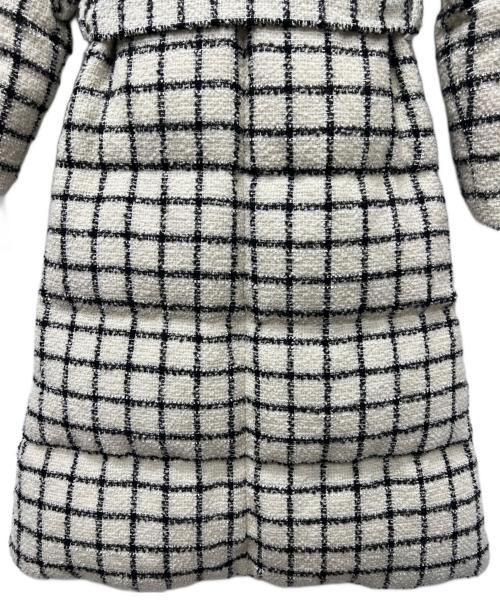 HER LIP TO（ハーリップトゥ）HER LIP TO (ハーリップトゥ) Loop Yarn Tweed Belted Down Coat ホワイト×ブラック サイズ:Sの古着・服飾アイテム