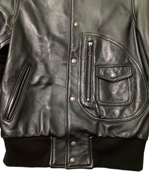 Schott（ショット）schott (ショット) レザーヴァーシティージャケット ブラック サイズ:36の古着・服飾アイテム