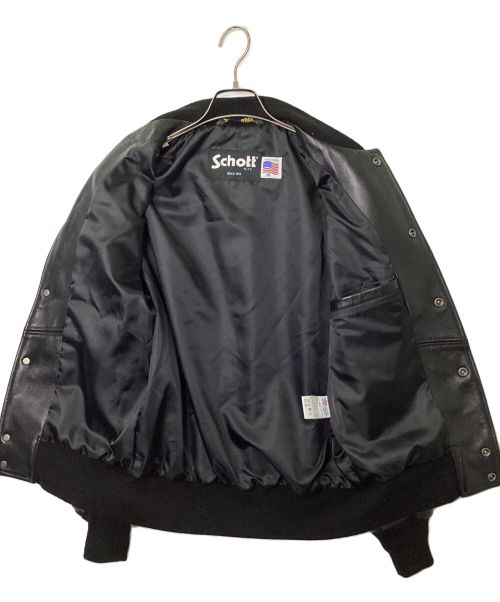 Schott（ショット）schott (ショット) レザーヴァーシティージャケット ブラック サイズ:36の古着・服飾アイテム