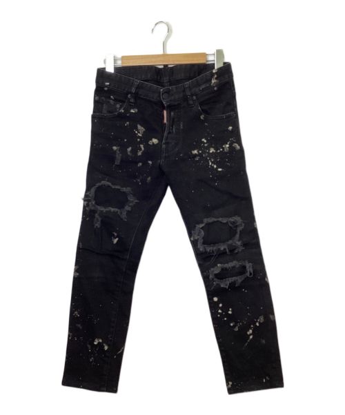 DSQUARED2（ディースクエアード）DSQUARED2 (ディースクエアード) ペイント加工デニムパンツ ブラック サイズ:42の古着・服飾アイテム