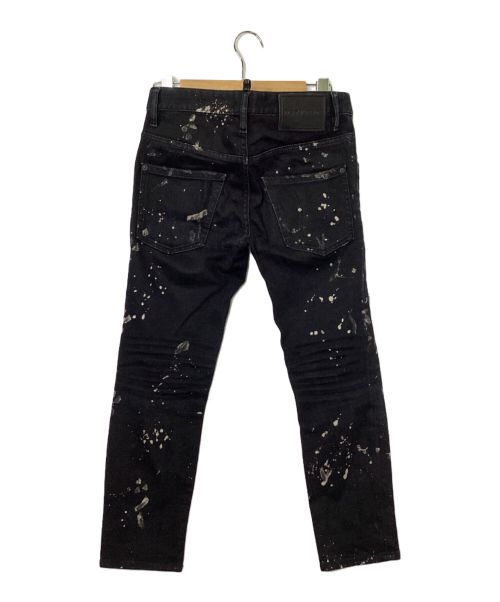 DSQUARED2（ディースクエアード）DSQUARED2 (ディースクエアード) ペイント加工デニムパンツ ブラック サイズ:42の古着・服飾アイテム