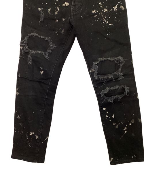 DSQUARED2（ディースクエアード）DSQUARED2 (ディースクエアード) ペイント加工デニムパンツ ブラック サイズ:42の古着・服飾アイテム