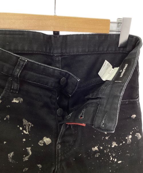 DSQUARED2（ディースクエアード）DSQUARED2 (ディースクエアード) ペイント加工デニムパンツ ブラック サイズ:42の古着・服飾アイテム