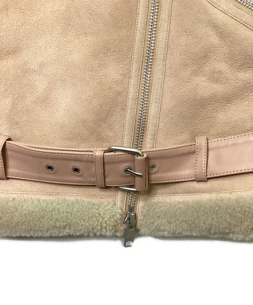 ALL SAINTS（オールセインツ）ALL SAINTS (オールセインツ) ムートンダブルライダースジャケット ピンクベージュ サイズ:Sの古着・服飾アイテム