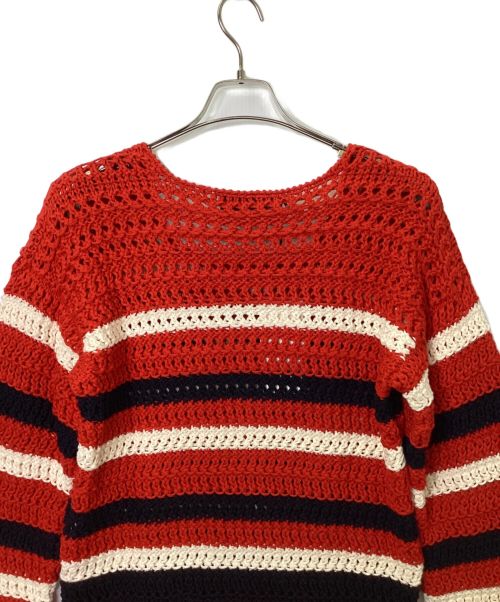 GUCCI（グッチ）GUCCI (グッチ) ボーダーコットンニット レッド サイズ:Sの古着・服飾アイテム