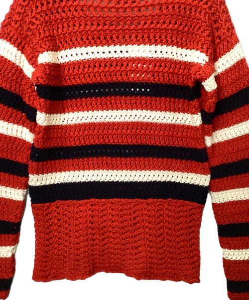 GUCCI（グッチ）GUCCI (グッチ) ボーダーコットンニット レッド サイズ:Sの古着・服飾アイテム