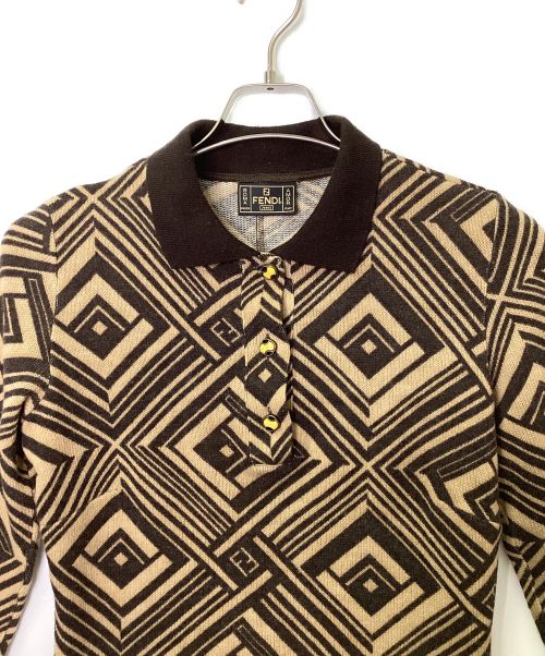 FENDI（フェンディ）FENDI (フェンディ) ニットワンピース ブラウン サイズ:42の古着・服飾アイテム